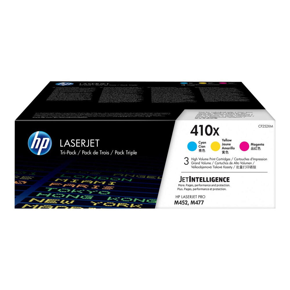 Hewlett-Packard HP 410X - 3-pack - Lång livslängd - gul, cyan, magenta - original - LaserJet - tonerkassett (CF252XM)