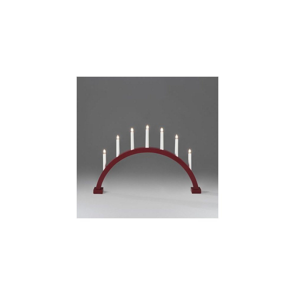 KONSTSMIDE Elljusstake 7 ljus 59x38,5cm trä röd