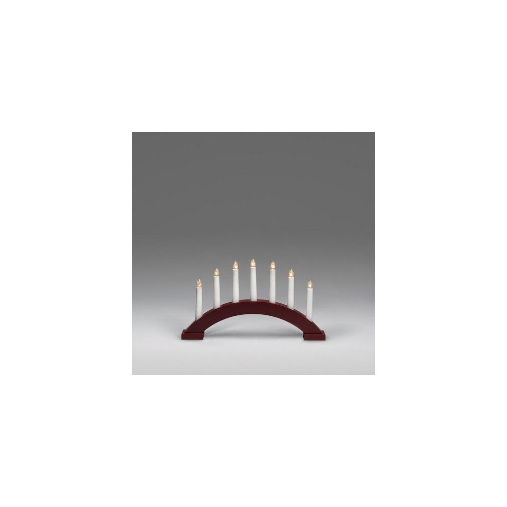 KONSTSMIDE Elljusstake 7 ljus 39x23cm trä röd