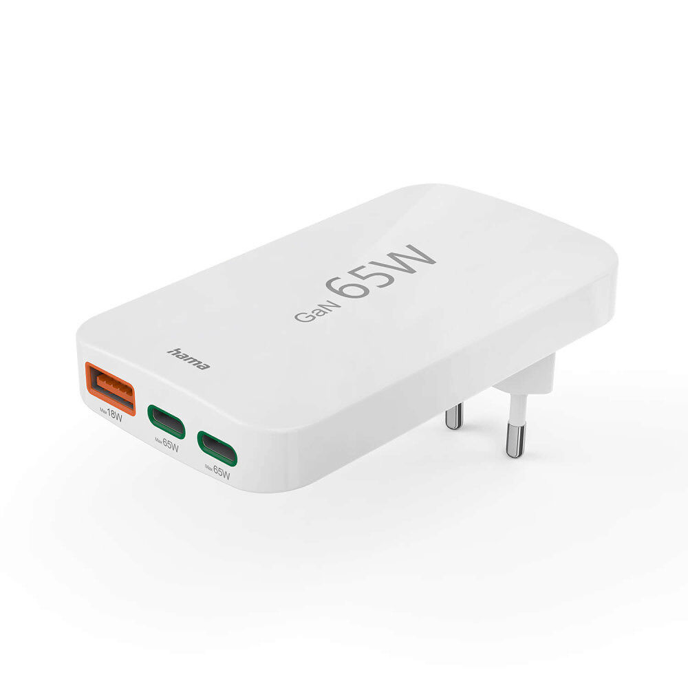 Hama Charger 2x USB-C 1x USB-A Flat PD 65W White