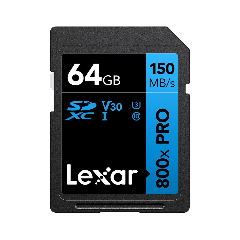 LEXAR Lexar SDXC 800x Pro UHS-I cards, C10 (V30) U3, R150, 64GB