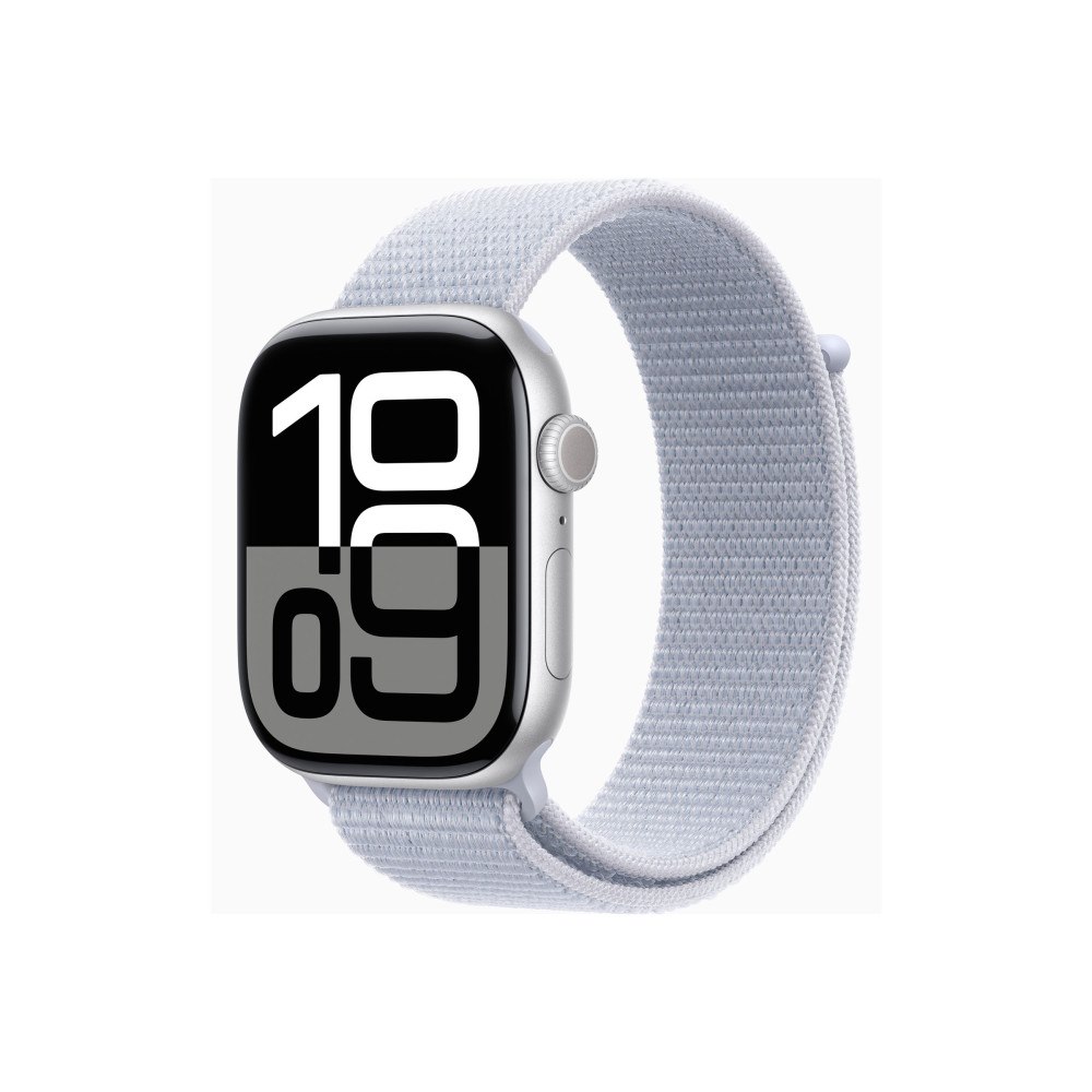 Apple Apple Watch Series 10 (GPS) - silveraluminium - smart klocka med sportögla - blå moln - 64 GB
