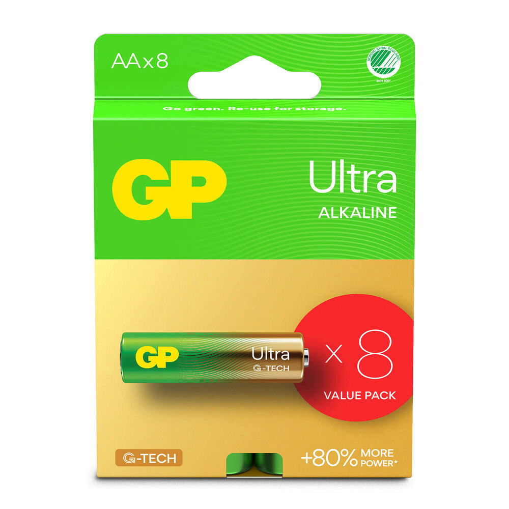 GP Ultra Alkaline Battery AA LR6 8-pack