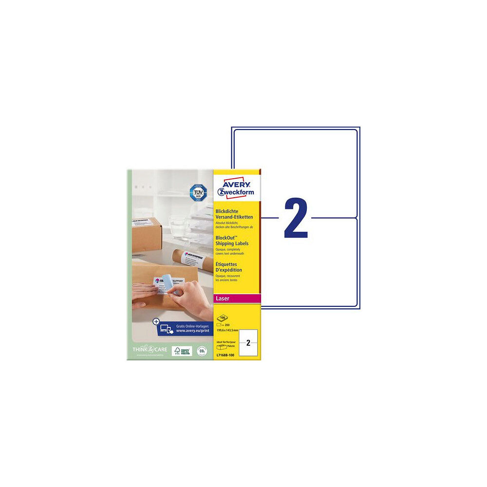 AVERY Etikett AVERY 199,6x143,5mm 200/fp