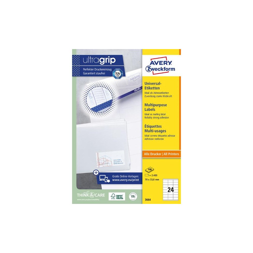 AVERY Etikett AVERY 70x33,8mm 2400/fp