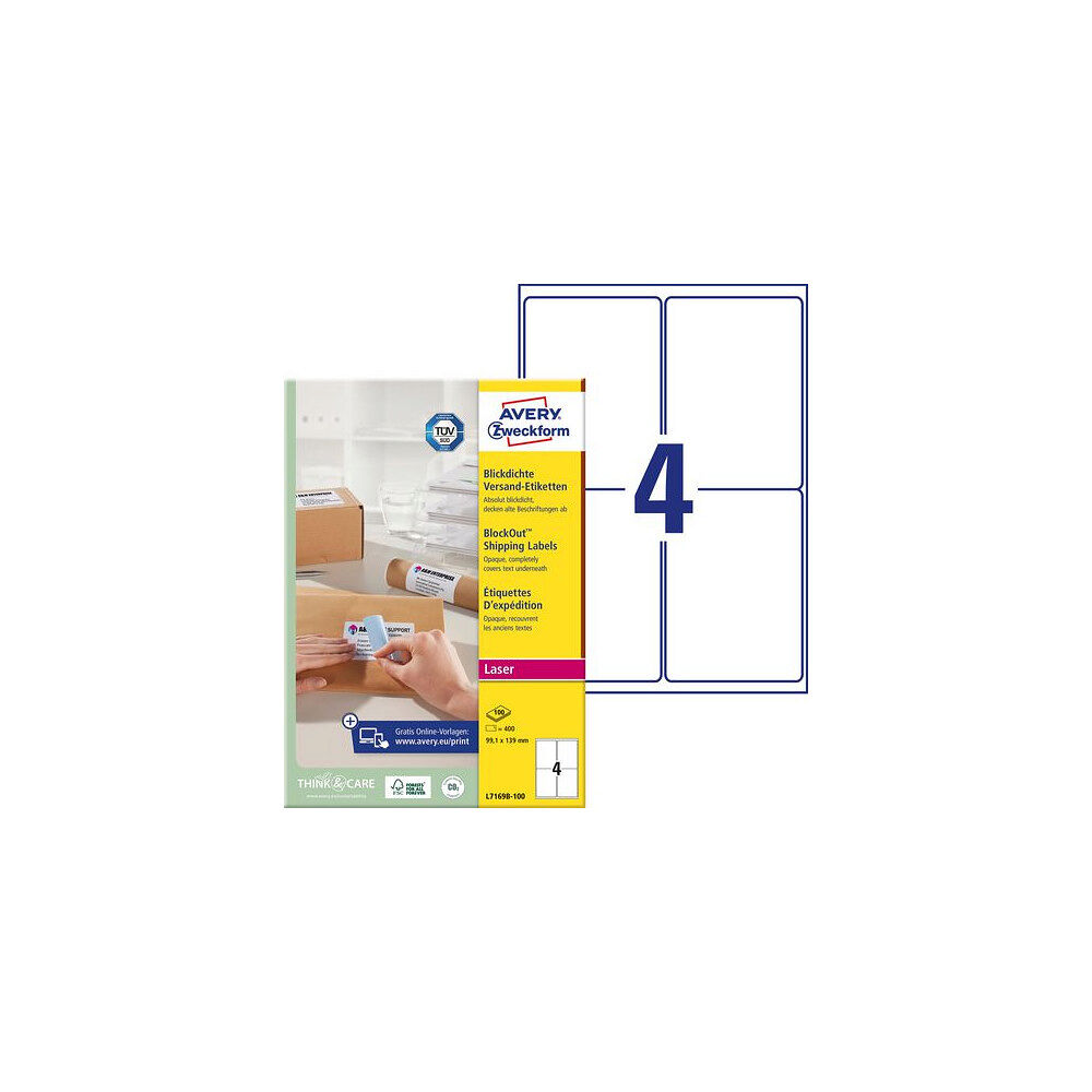 AVERY Etikett AVERY 99,1x139mm 400/fp