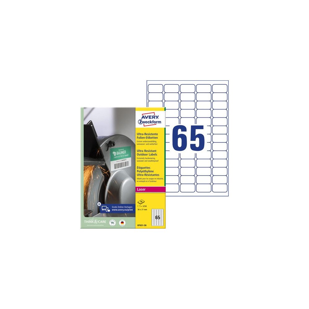 AVERY Etikett AVERY Stretch 38x21mm 3250/fp