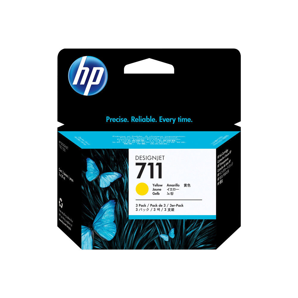 Hewlett-Packard HP 711 - 3-pack - gul - original - DesignJet - bläckpatron