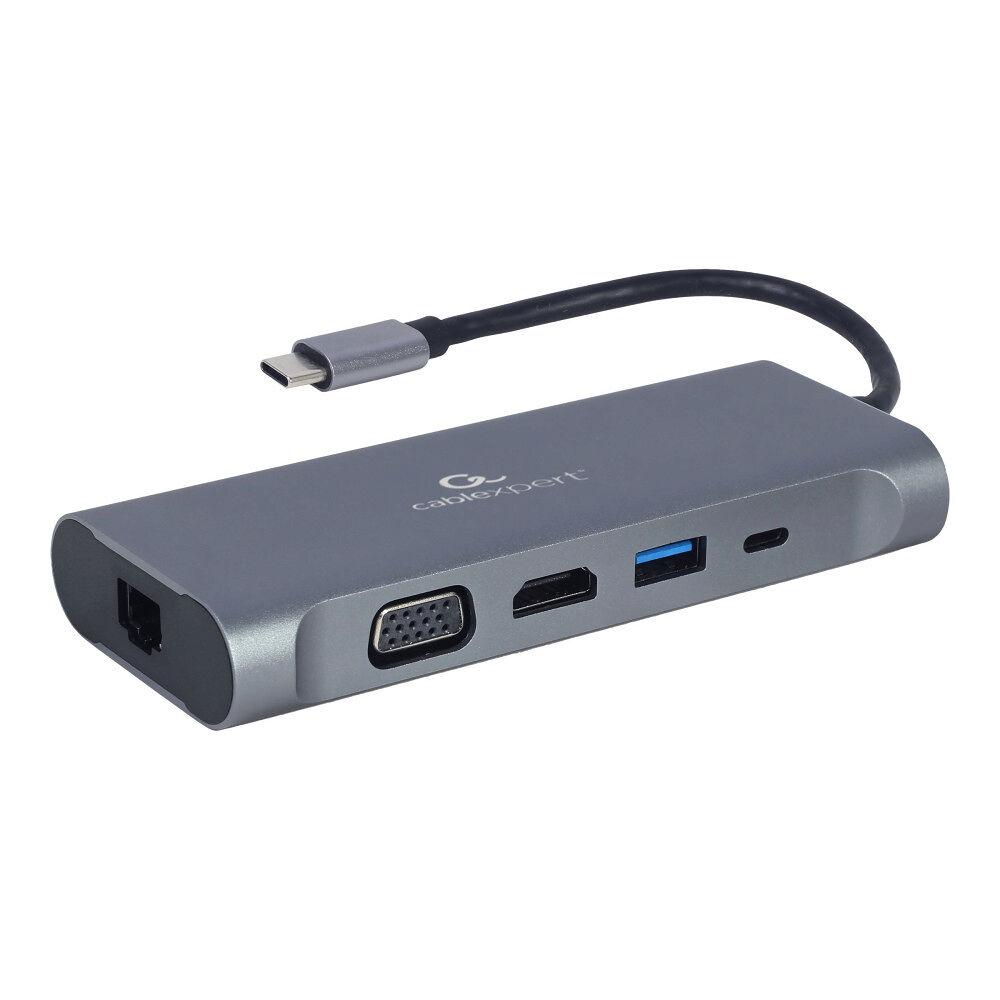 Gembird Cablexpert A-CM-COMBO7-01 - dockningsstation - USB-C 3.1 - HDMI, VGA - 1GbE