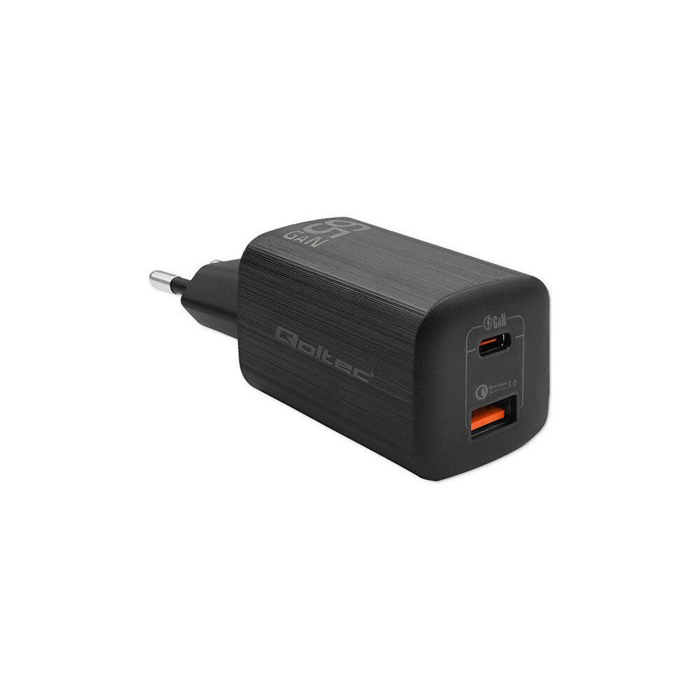 Qoltec Qoltec GaN ULTRA strömadapter - 5-20V, 2.25-3.25A - USB-C, USB - 65 Watt