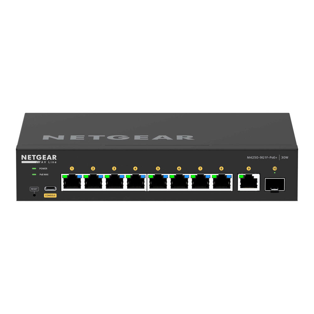 Netgear NETGEAR AV Line M4250-9G1F-PoE+ - switch - 10 portar - Administrerad