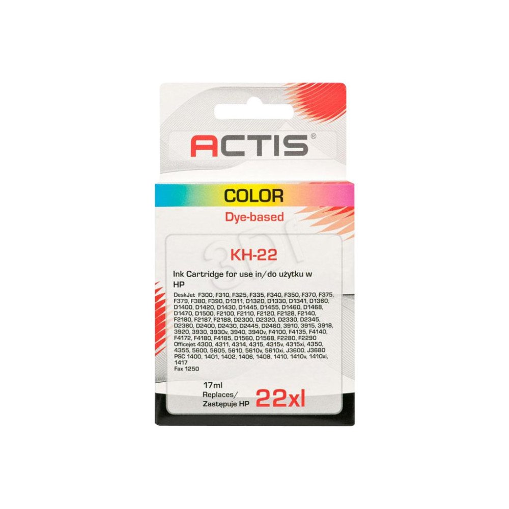 ACTIS Actis standard KH-22R - färg (cyan, magenta, gul) - kompatibel - återanvänd - bläckpatron (alternativ för: HP 22XL)