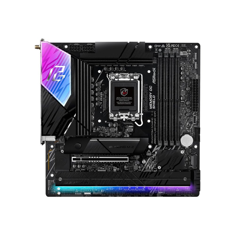 ASRock ASRock Phantom Gaming B860M LIGHTNING WIFI - moderkort - micro ATX - LGA1851-uttag - B860