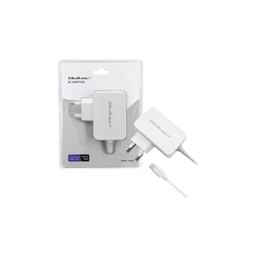 Qoltec Qoltec strömadapter - USB-C - 65 Watt