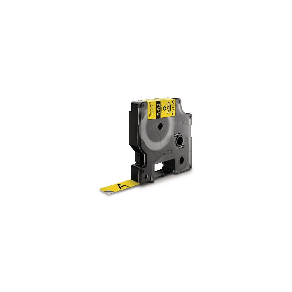 DYMO Tape Rhino vinyl 12mm svart på gul