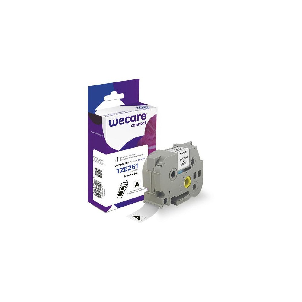 Wecare Tape WECARE 24mm TZe-251 svart på vit