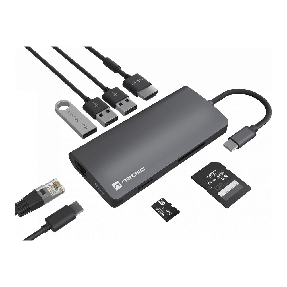 NATEC Natec Fowler 2 V2 - dockningsstation - USB-C 3.0 - HDMI - 10Mb LAN