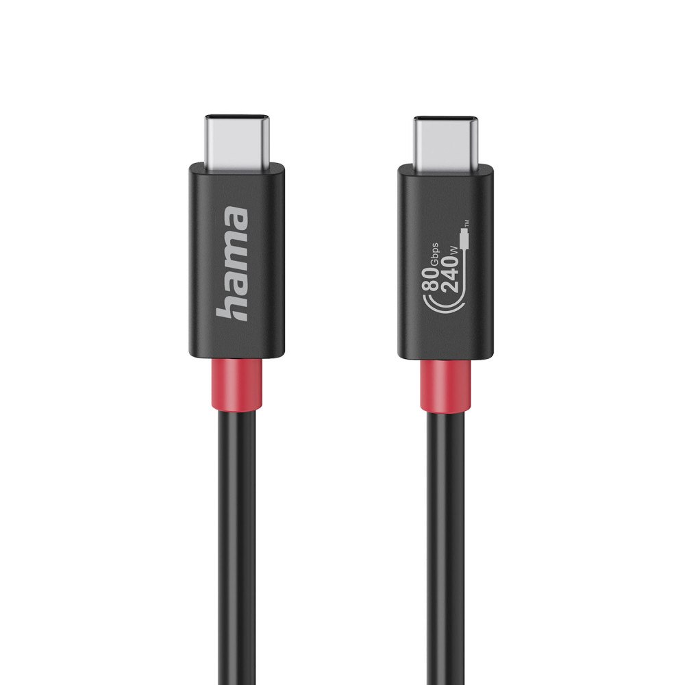 Hama Cable USB-C USB 4.0 Gen4 80 Gbit/s 240W 1.0m Black