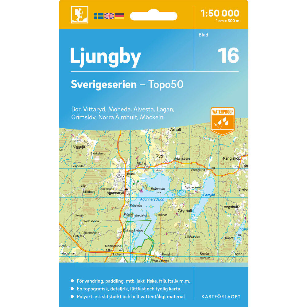 Kartförlaget 16 Ljungby Sverigeserien Topo50