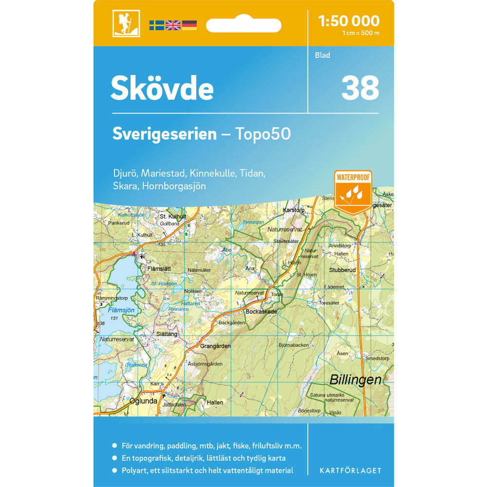 Kartförlaget 38 Skövde Sverigeserien Topo50