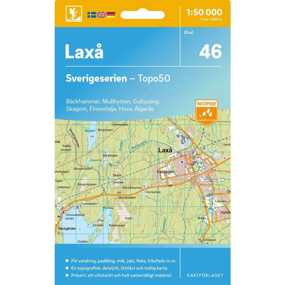 Kartförlaget 46 Laxå Sverigeserien Topo50