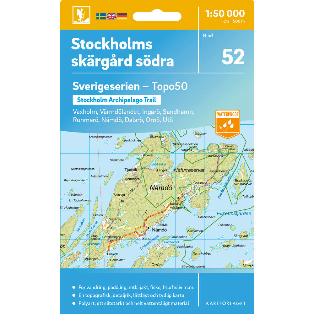 Kartförlaget 52 Stockholms skärgård södra Sverigeserien Topo50