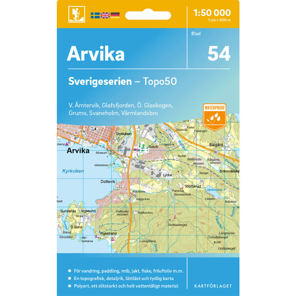 Kartförlaget 54 Arvika Sverigeserien Topo50