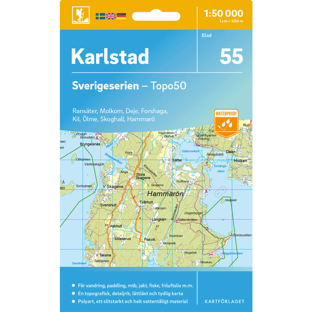 Kartförlaget 55 Karlstad Sverigeserien Topo50