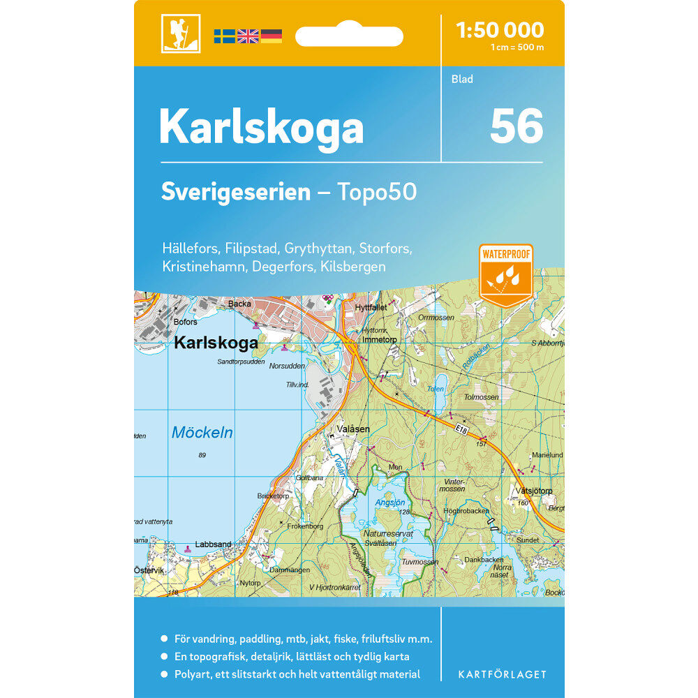 Kartförlaget 56 Karlskoga Sverigeserien Topo50