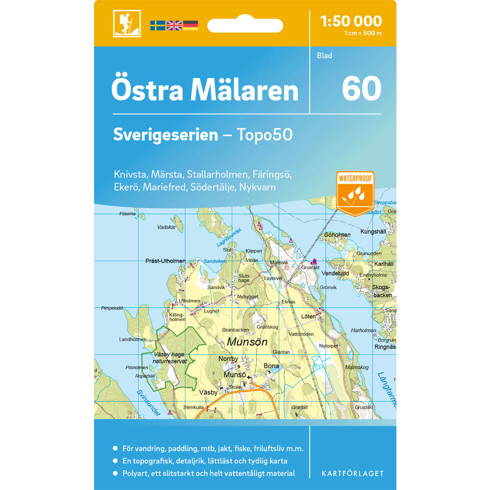 Kartförlaget 60 Östra Mälaren Sverigeserien Topo50