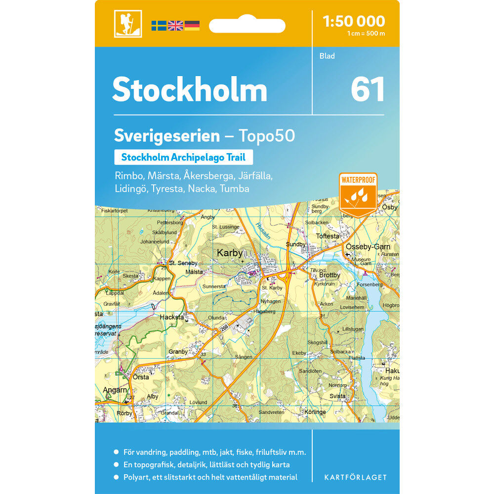 Kartförlaget 61 Stockholm Sverigeserien Topo50