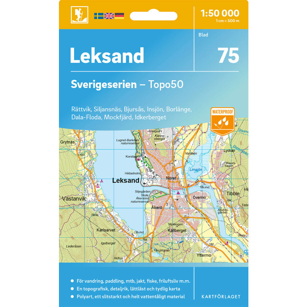 Kartförlaget 75 Leksand Sverigeserien Topo50