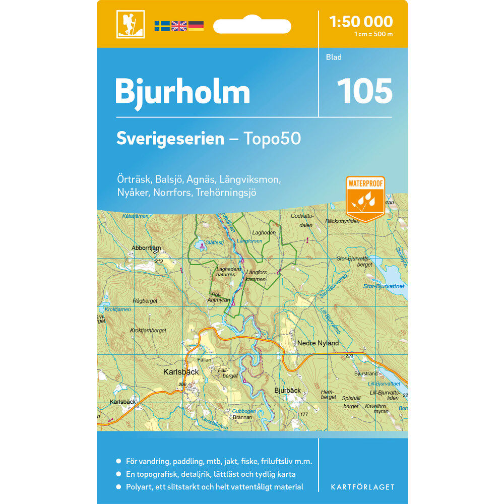 Kartförlaget 105 Bjurholm Sverigeserien Topo50