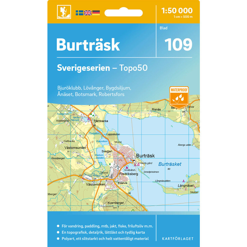 Kartförlaget 109 Burträsk Sverigeserien Topo50