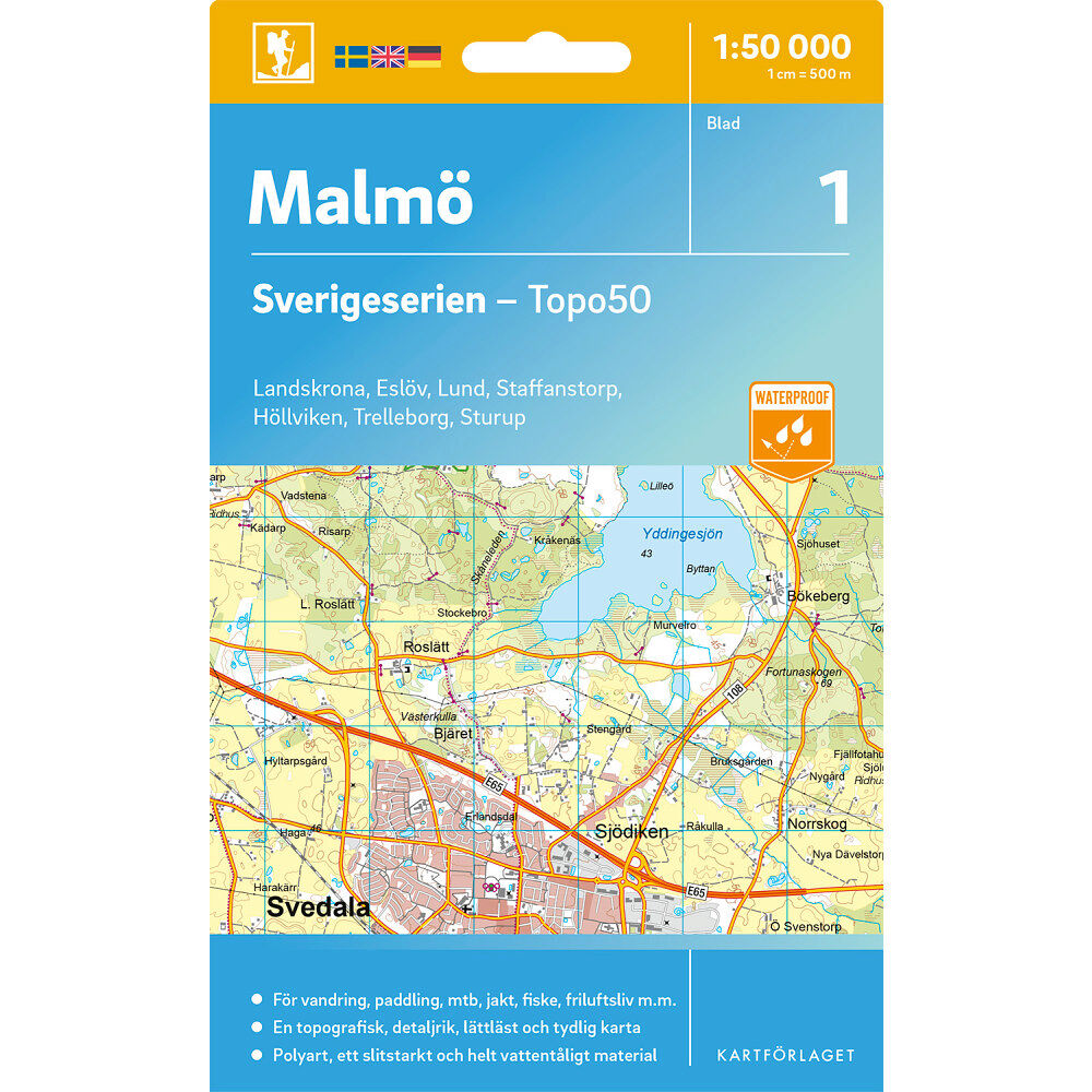 Kartförlaget 1 Malmö Sverigeserien Topo50