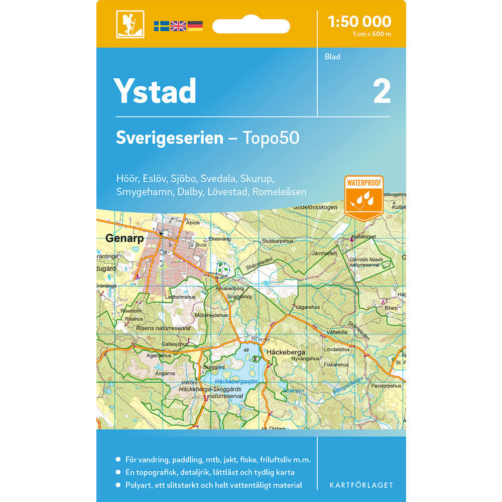 Kartförlaget 2 Ystad Sverigeserien Topo50