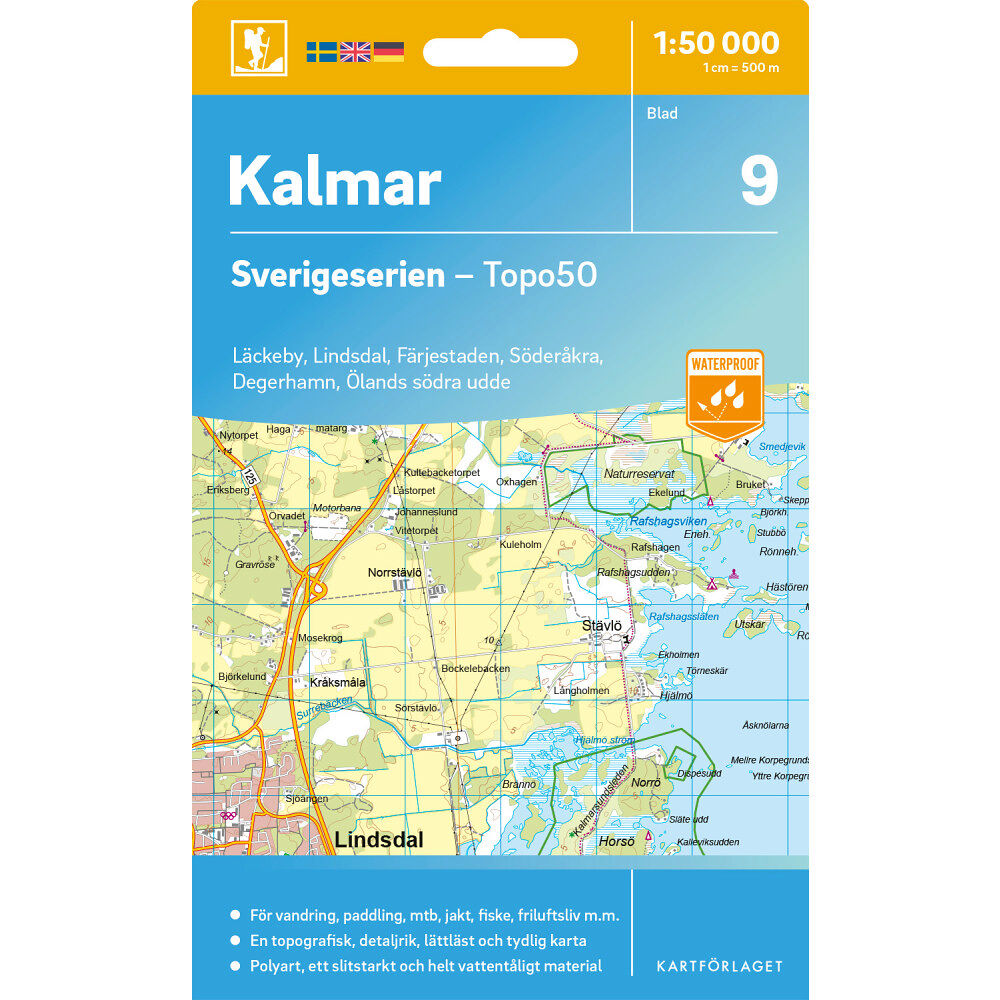 Kartförlaget 9 Kalmar Sverigeserien Topo50
