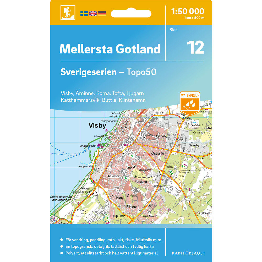 Kartförlaget 12 Mellersta Gotland Sverigeserien Topo50
