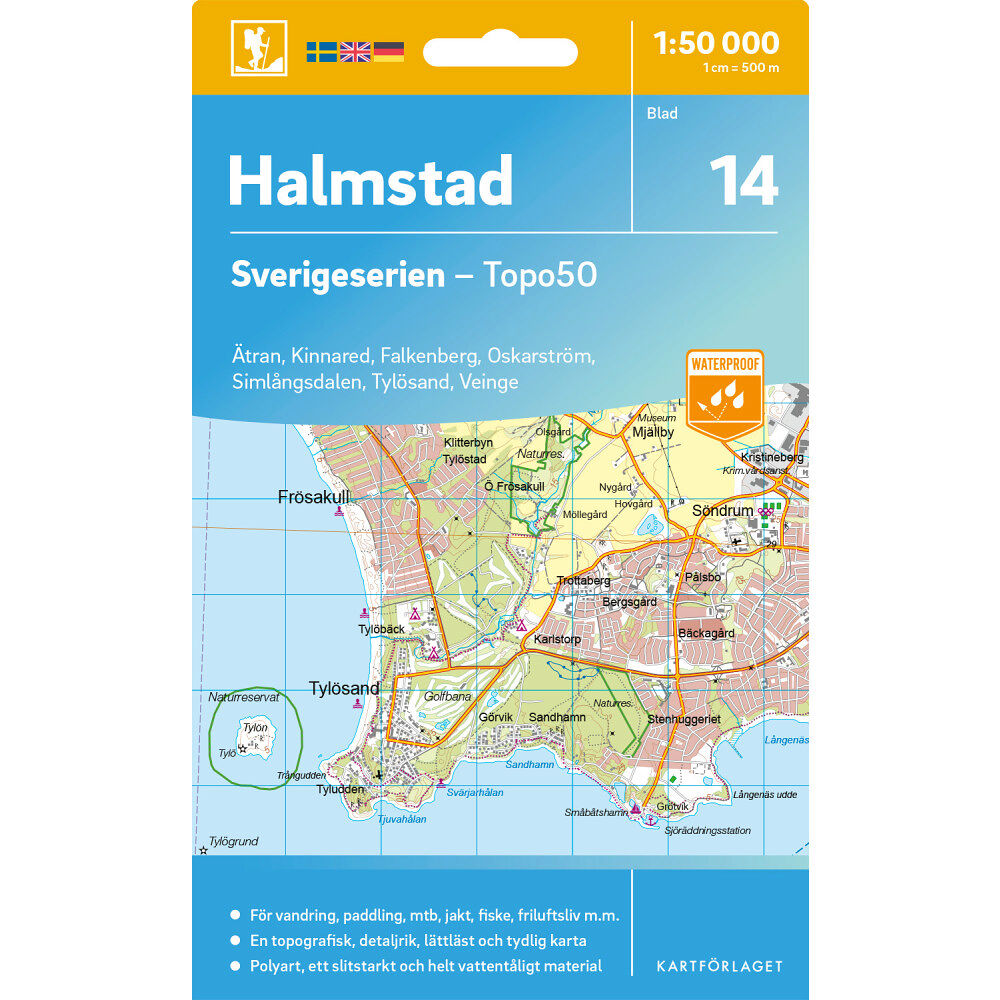 Kartförlaget 14 Halmstad Sverigeserien Topo50