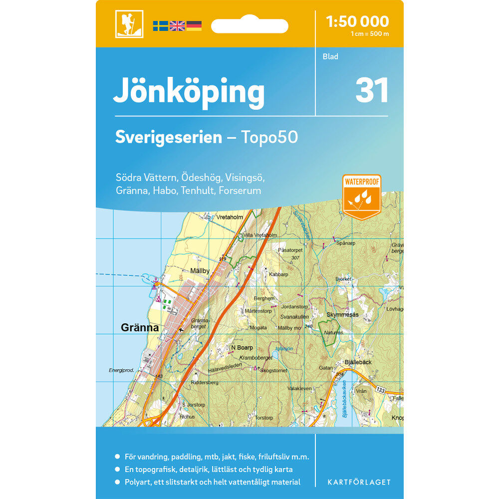 Kartförlaget 31 Jönköping Sverigeserien Topo50