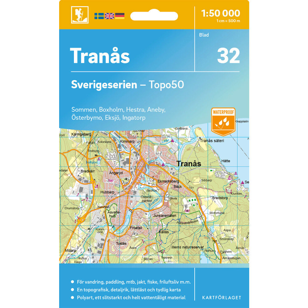 Kartförlaget 32 Tranås Sverigeserien Topo50