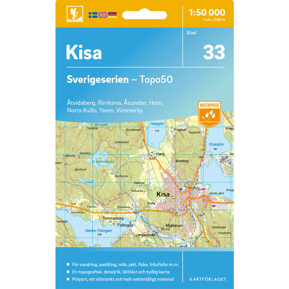 Kartförlaget 33 Kisa Sverigeserien Topo50