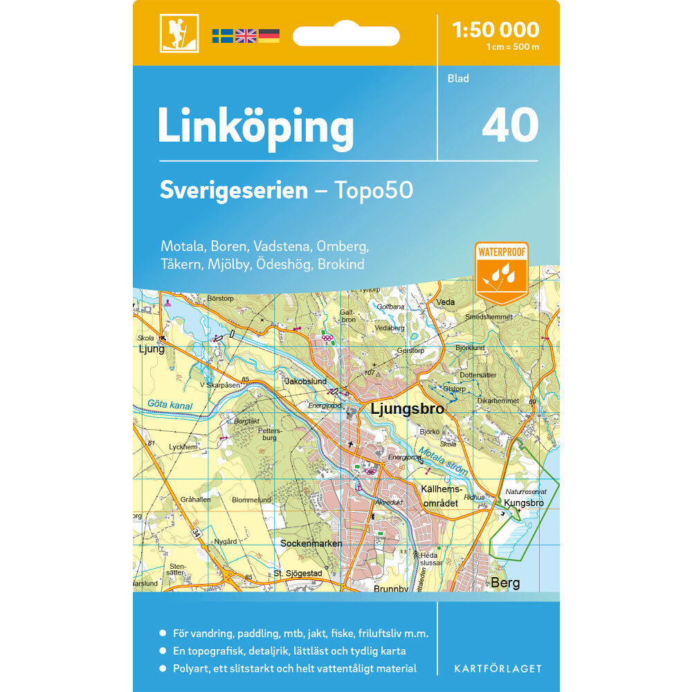 Kartförlaget 40 Linköping Sverigeserien Topo50