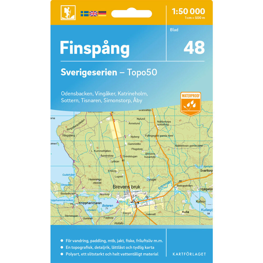 Kartförlaget 48 Finspång Sverigeserien Topo50