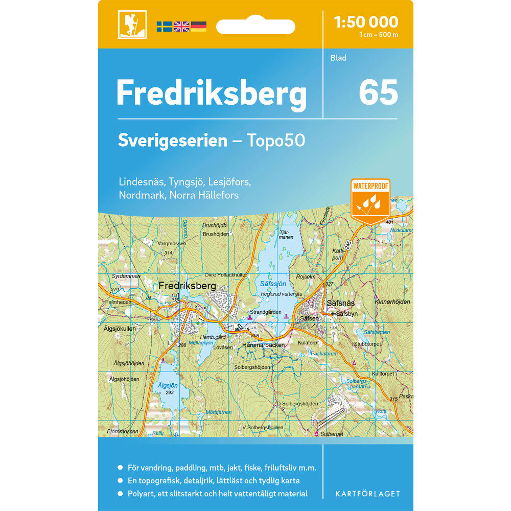 Kartförlaget 65 Fredriksberg Sverigeserien Topo50