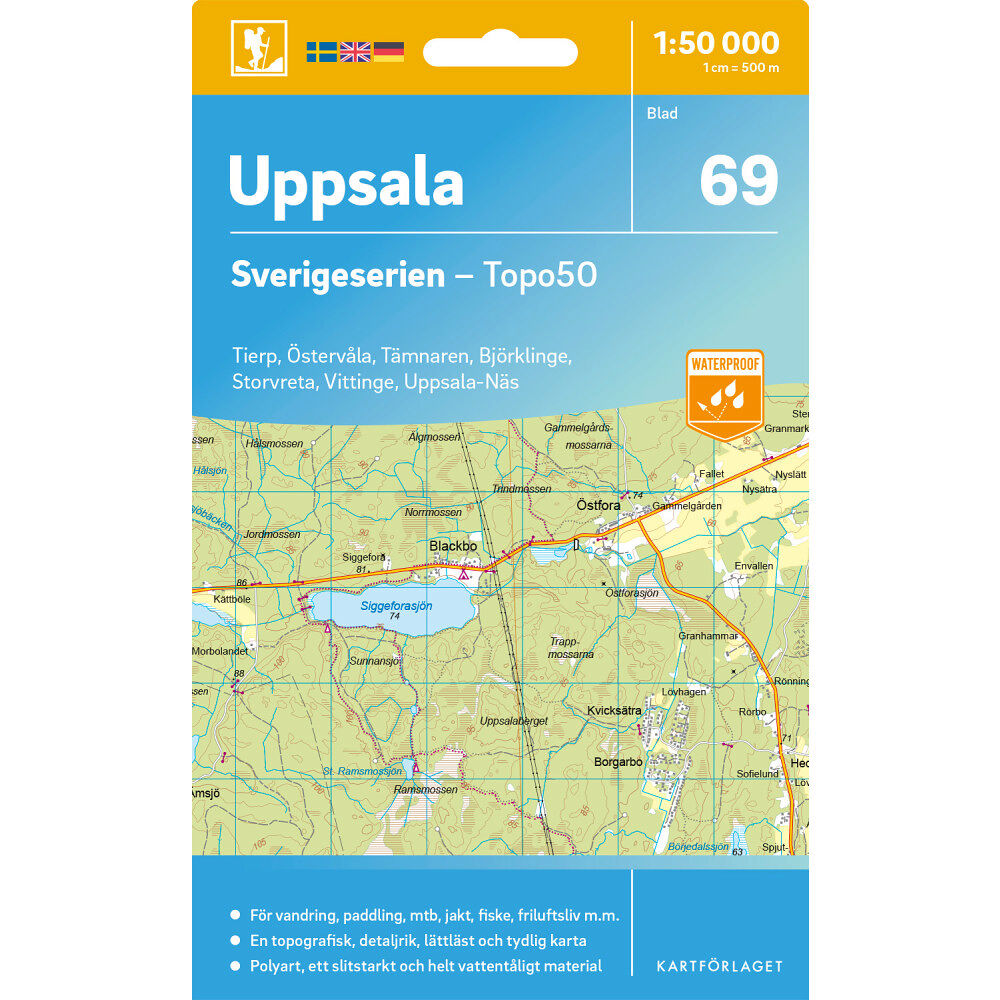 Kartförlaget 69 Uppsala Sverigeserien Topo50