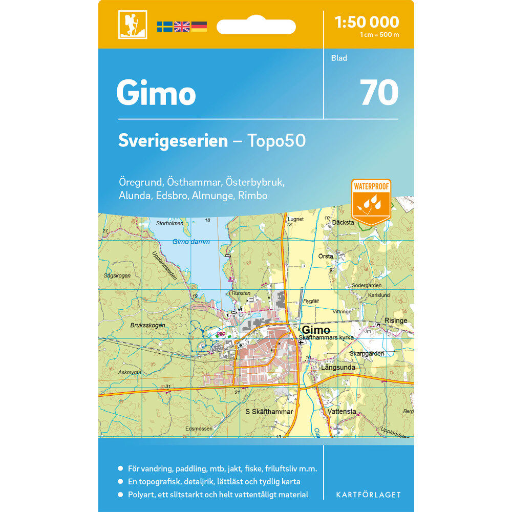 Kartförlaget 70 Gimo Sverigeserien Topo50