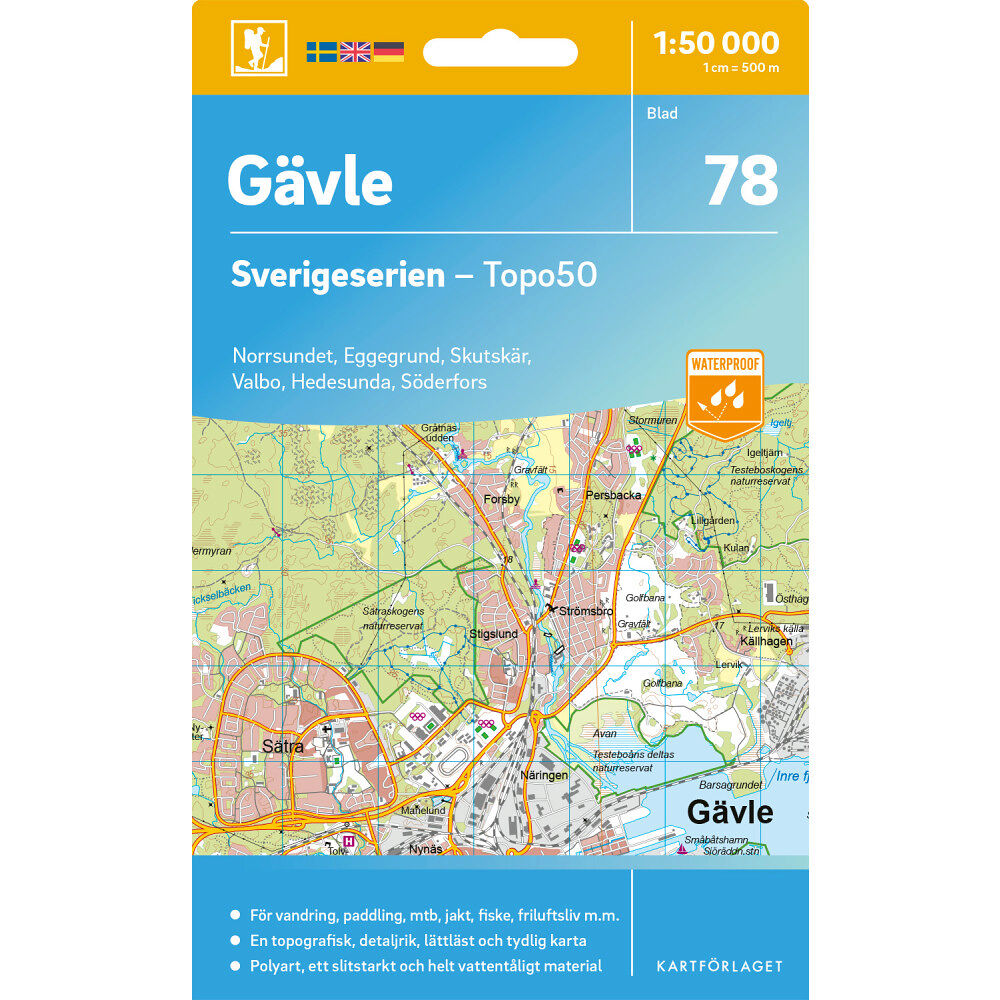 Kartförlaget 78 Gävle Sverigeserien Topo50