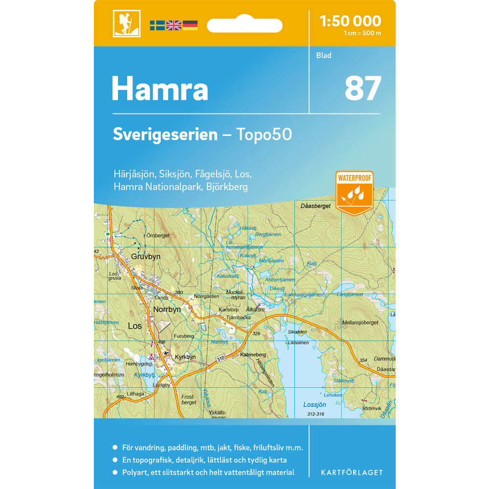 Kartförlaget 87 Hamra Sverigeserien Topo50