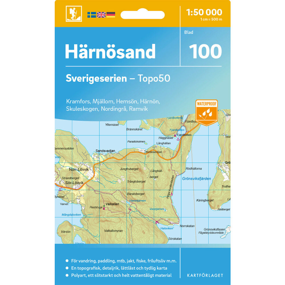 Kartförlaget 100 Härnösand Sverigeserien Topo50